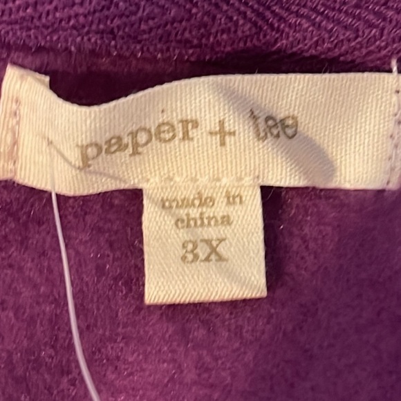 Paper & Tee Deep Purple Plaid Flannel Pullover V Neck Sweater Size 3XL New - Picture 7 of 8